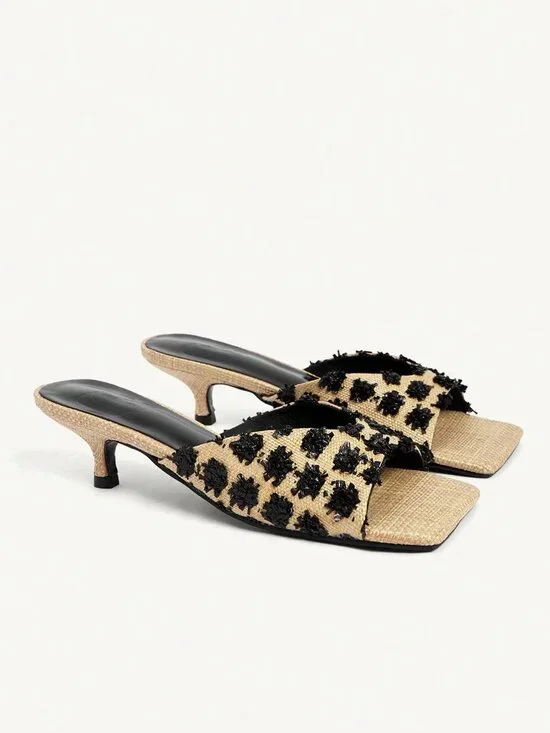 Apricot Elegant Women's & Square Toe Stiletto Heel Casual Slip-On Mules - Picture 8 of 10